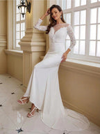 Lace Wedding Dress Trail Formal Dress Maxi Dresses