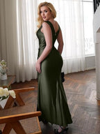 Satin Slit Banquet Maxi Dresses