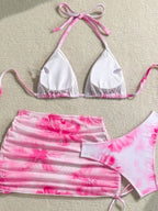 Printed Drawstring Halter Set 3-piece Sets Bikinis