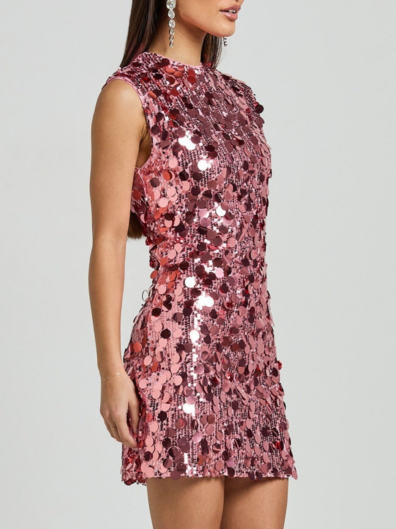 Sequins Sleeveless Slim-fit Mini&Short Dresses