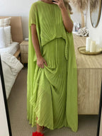 Loose-fit Cloak Style Crimp Maxi Dresses