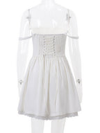 Lace Trim Low-cut Waist Corset Camisoles Mini&Short Dresses