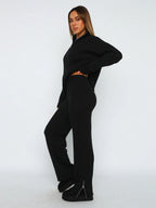 Cozy Ribbed Half Zip Lounge Set