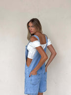 Straight-leg Denim Overalls Shorts