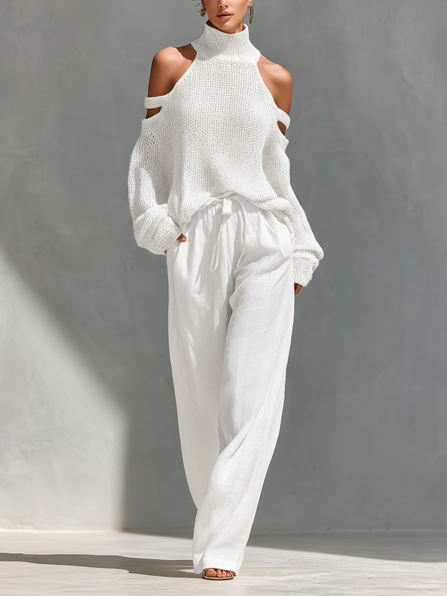 | Beige Wide-Leg Set