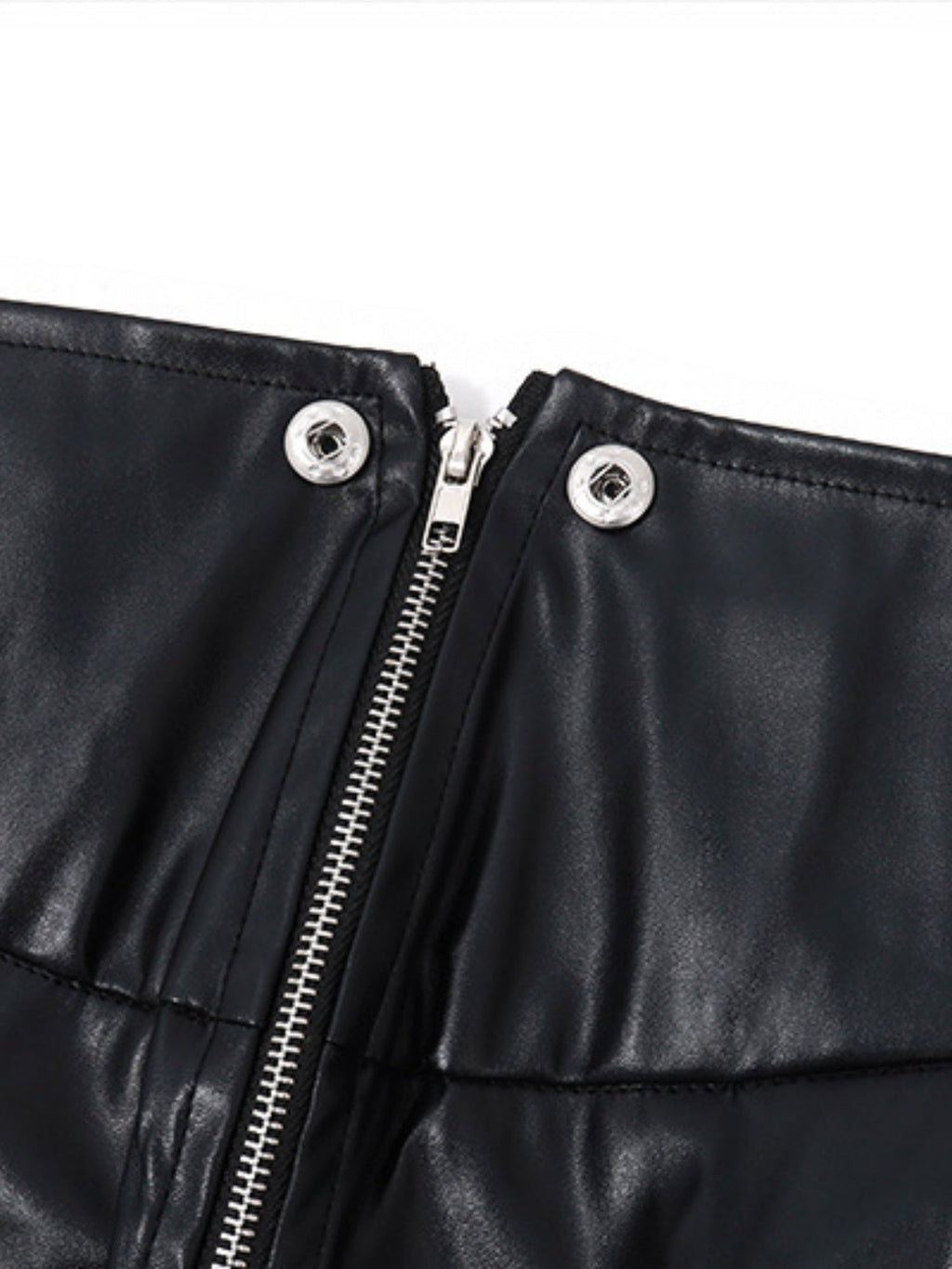 PU Leather Fold Zipper Buttons High-waisted Hip-hugging Skirts
