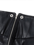 PU Leather Fold Zipper Buttons High-waisted Hip-hugging Skirts