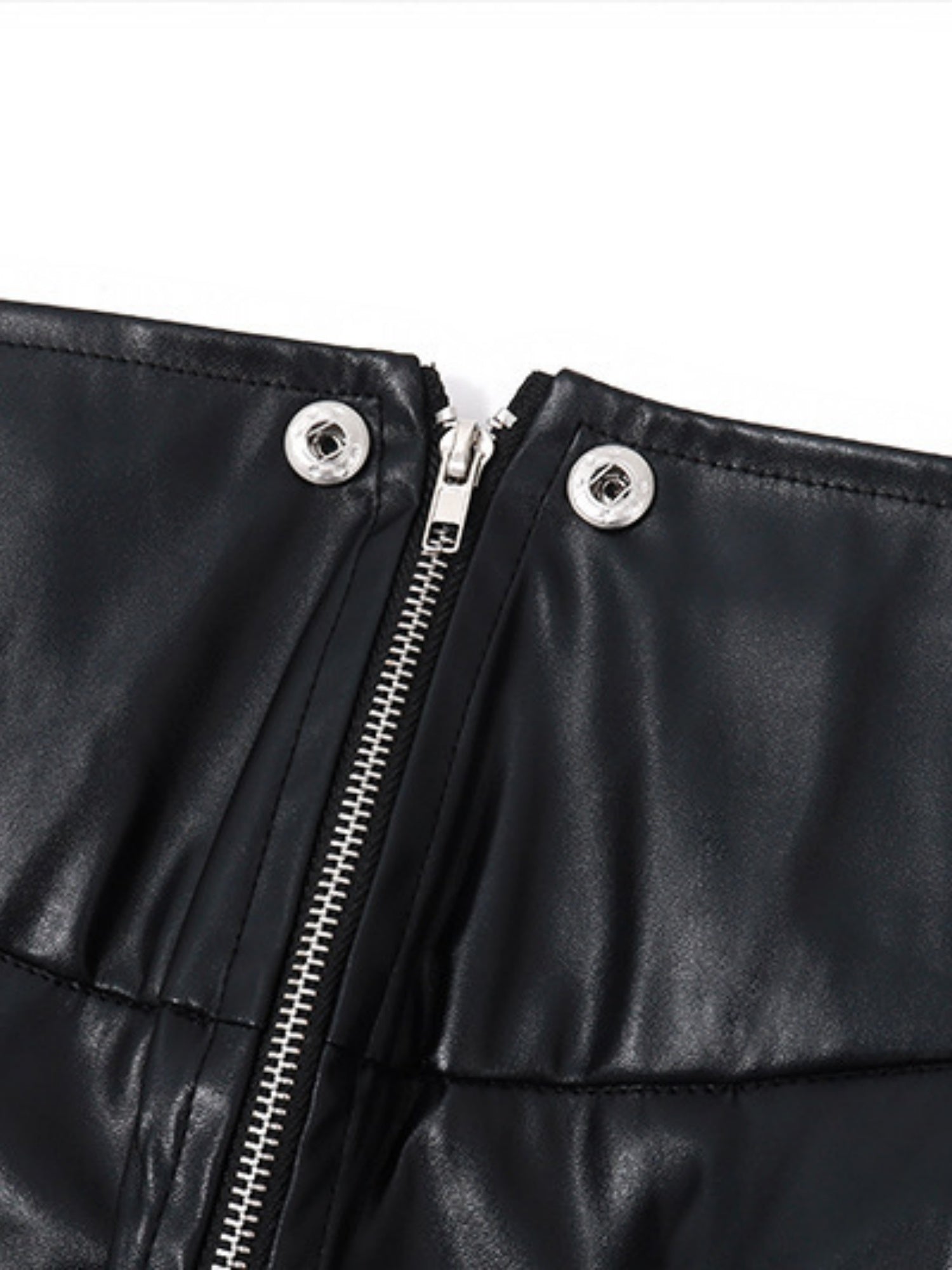PU Leather Fold Zipper Buttons High-waisted Hip-hugging Skirts