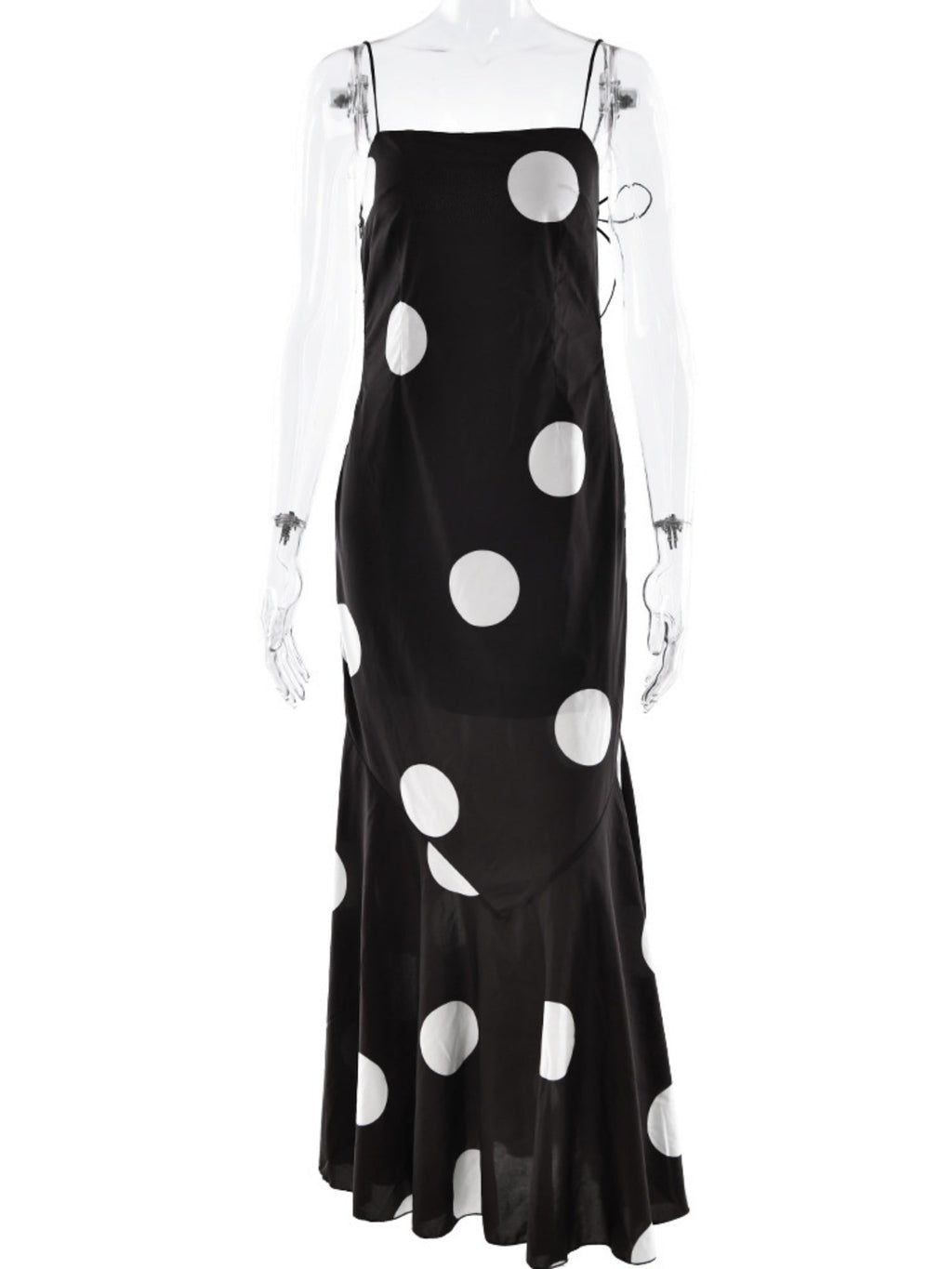 Polka Dots Camisoles Slim-fit Backless Maxi Dresses
