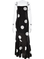 Polka Dots Camisoles Slim-fit Backless Maxi Dresses