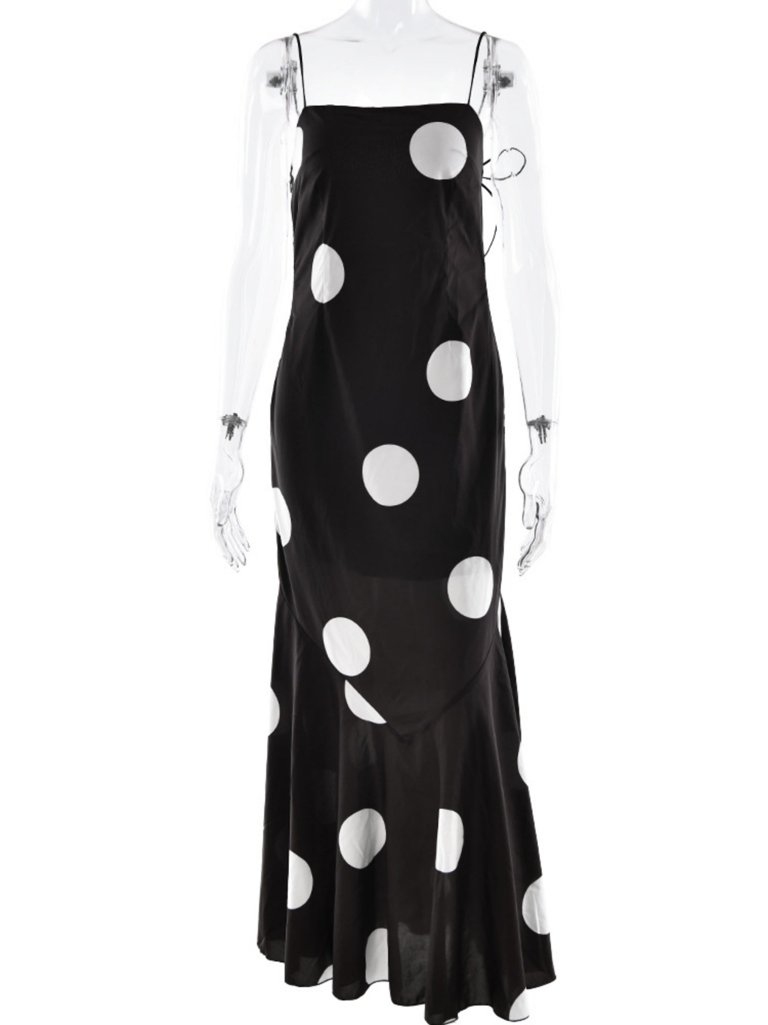 Polka Dots Camisoles Slim-fit Backless Maxi Dresses