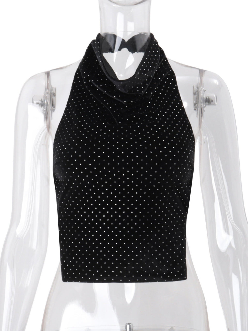 Polka Dots Halter-neck Sleeveless Backless Tank Tops