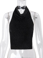 Polka Dots Halter-neck Sleeveless Backless Tank Tops