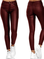 PU Leather Zipper Pants