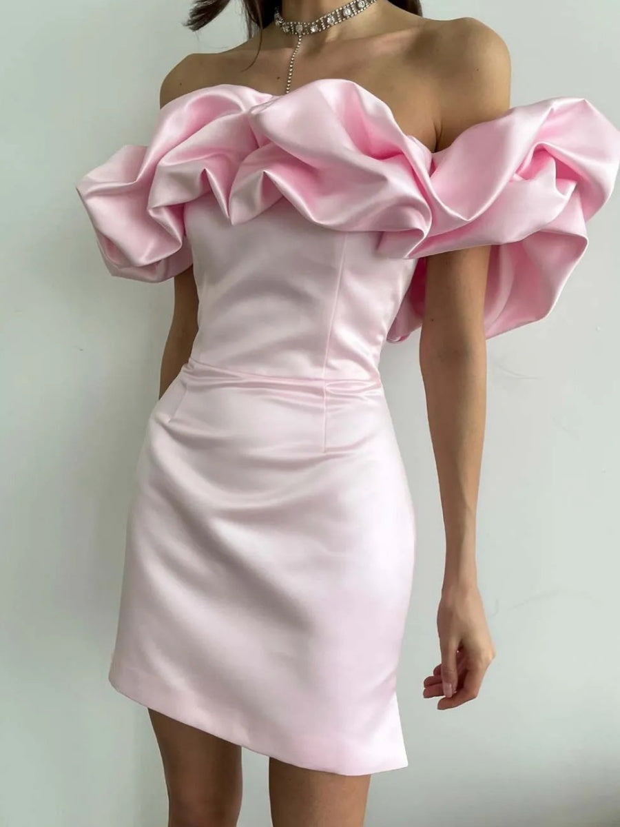 Sexy 3D Floral Mini Dress With Ruffles