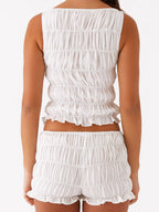 Pleated Navel Curled Hem Backless And Navel Exposed 2-piece Sets