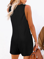 Casual Button-down Pocket Vest Jumpsuit