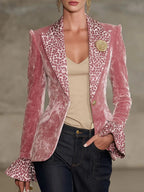 Long Sleeve Lapel Digital Printing Velvet Blazers