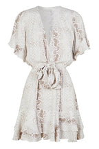Snakeskin Print Button Front Spaghetti Strap Center Slit Maxi Dress