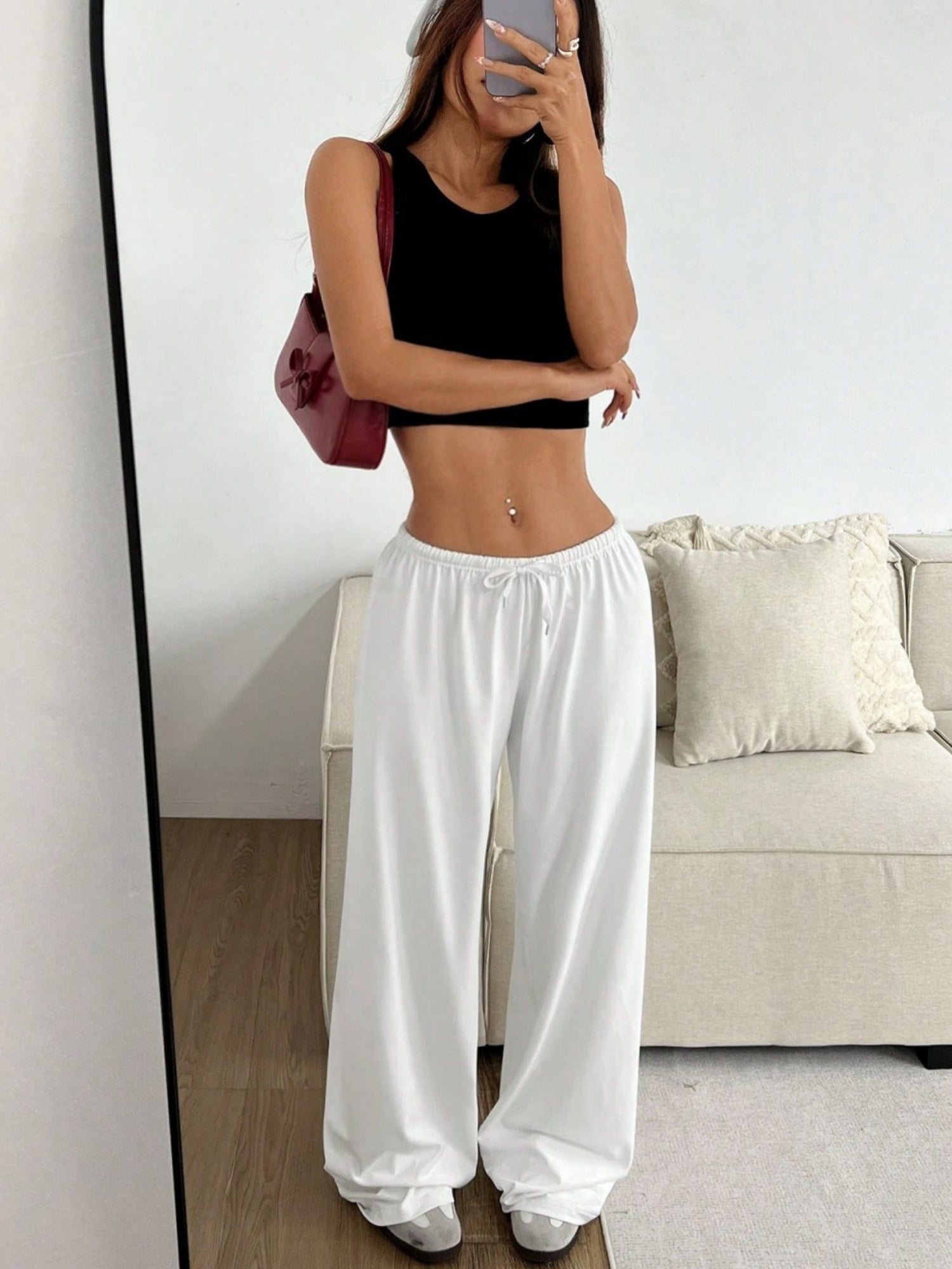 Drawstring Relaxed Exercise Sweatpants