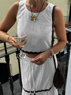 White Vacation Casual Vest Dress Two-piece Set