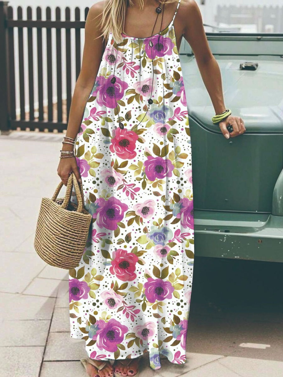Vacation Halter-neck Backless Loose Long Dress