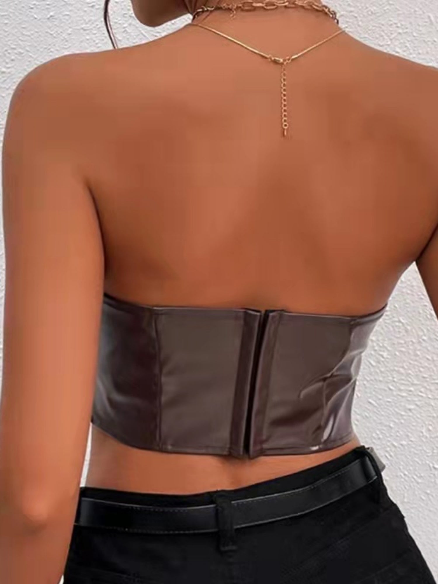 PU Glossy Patent Leather Cropped Tube Top