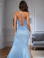 Sequins Slit Sexy Camisoles Formal Dress Maxi Dresses
