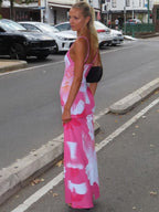 Floral Print Suspenders Maxi Dresses