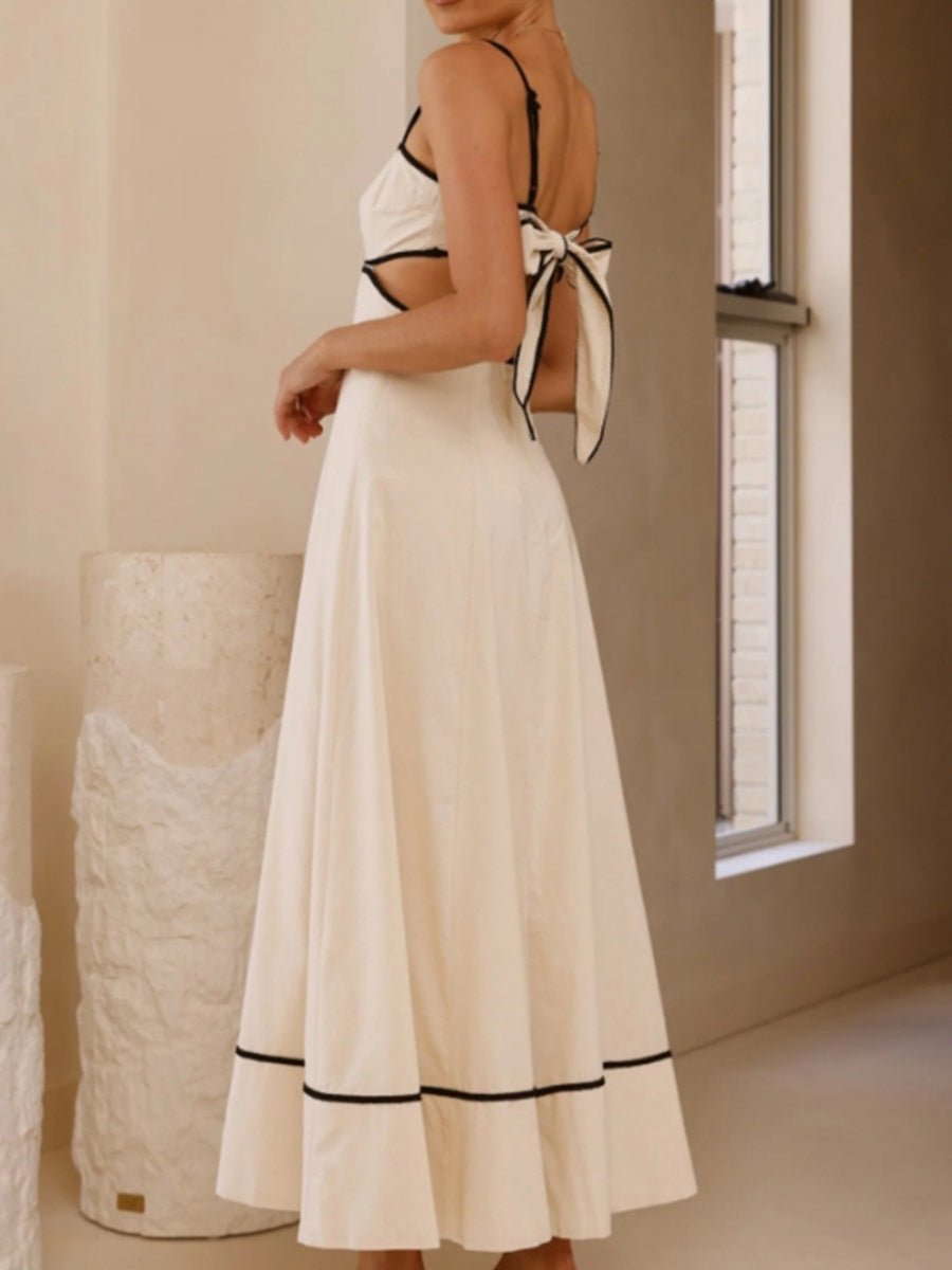 Camisoles Color Matching Color-blocked Hollow Vacation And Leisure Maxi Dresses