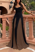 Spaghetti Strap Color Block Swing Maxi Party Dress(7 Colors Available!)