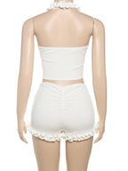 Ruffle Halter Top Shorts 2-piece Sets