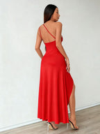 Sloping Shoulders Slit Grace Prom Parties Maxi Dresses