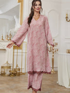Printed Long Gown Wide-leg Pants Set 2-piece Sets