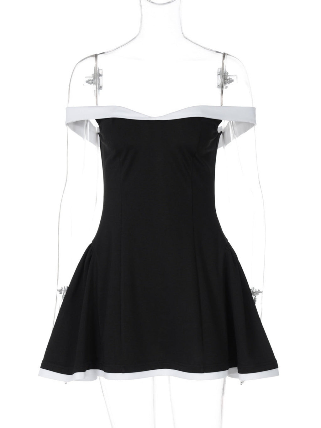 Color-blocked Off-shoulder Backless Waist Shaping Mini&Short Dresses