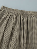 Cotton Blend Lantern Pants Plaid Breathable Leisure Pants