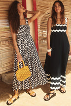 Scalloped Ric Rac Trim Sleeveless A-Line Maxi Dress