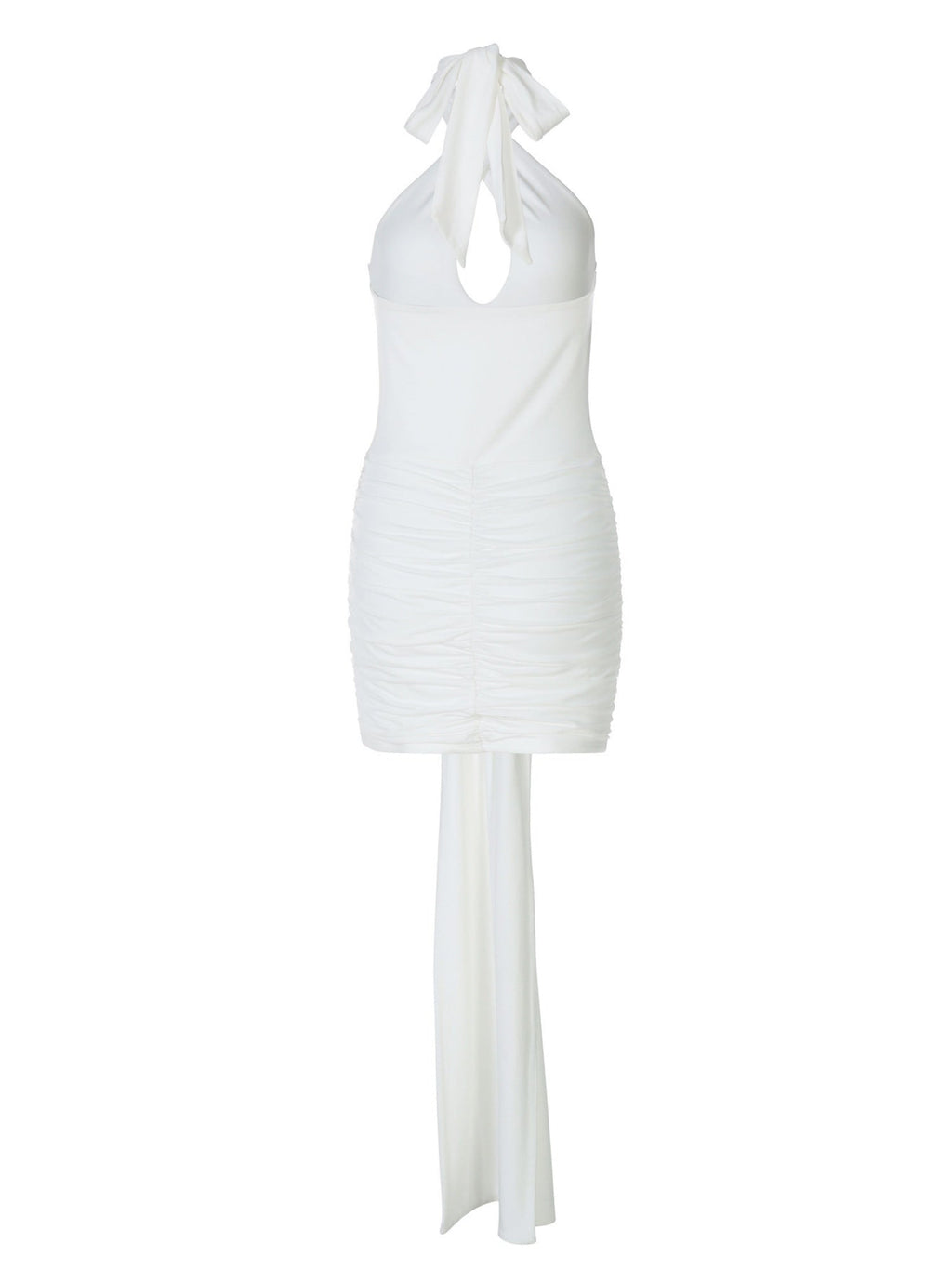 Metal Decoration Halter Neck Deep V Cross Straps Exposed Backpack Buttocks Pleated Mini&Short Dresses