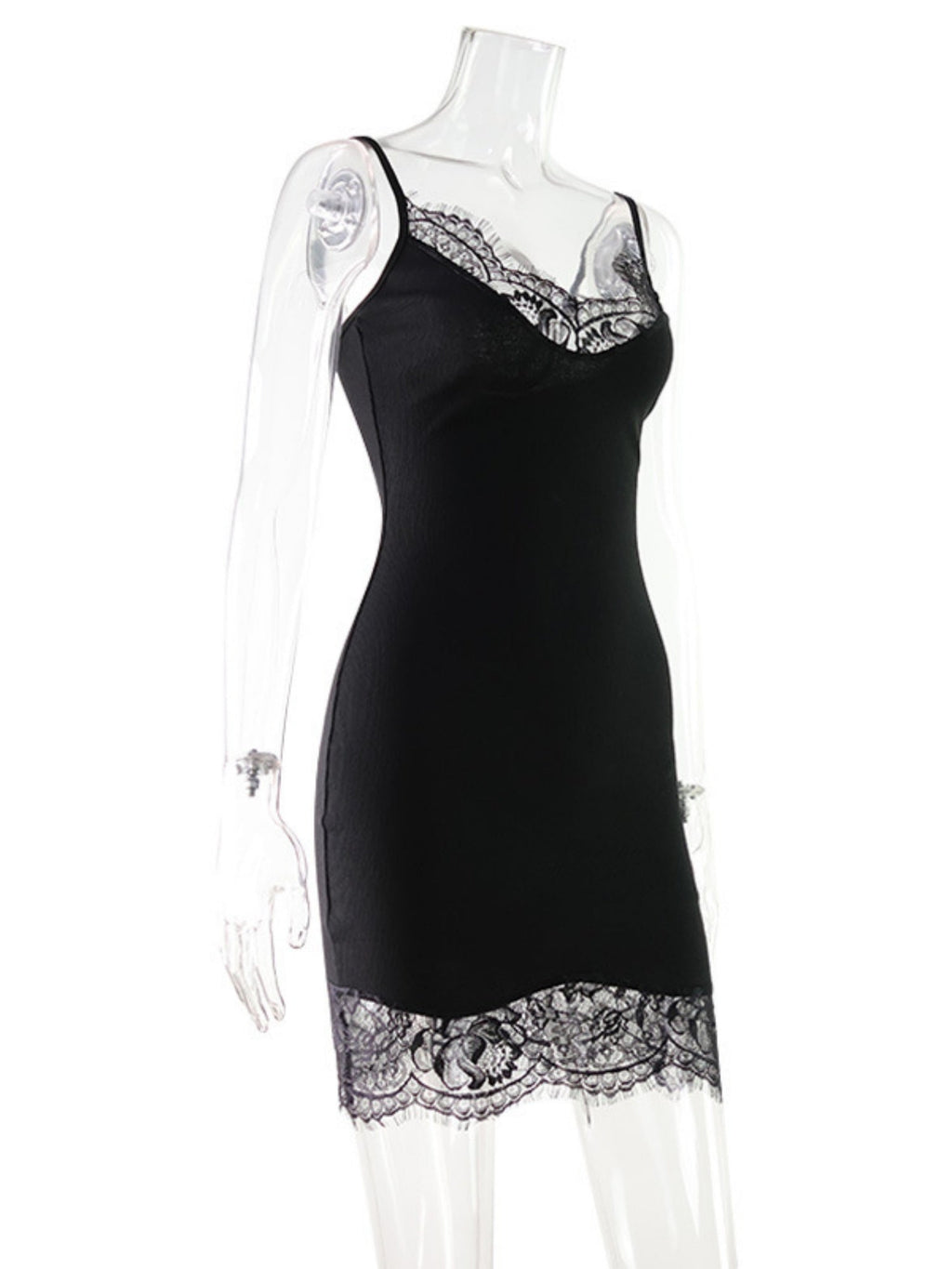 Lace Trim Slim-fit Camisoles Mini&Short Dresses