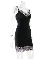 Lace Trim Slim-fit Camisoles Mini&Short Dresses