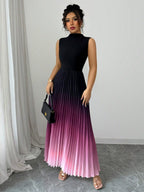 Crew Neck Sleeveless Gradient Maxi Dresses