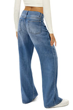 Casual Wide Leg Distressed Denim Pants