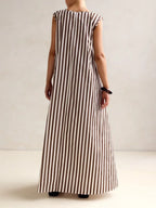 Polka Dots U-neck Sleeveless Large Skirt Maxi Dresses