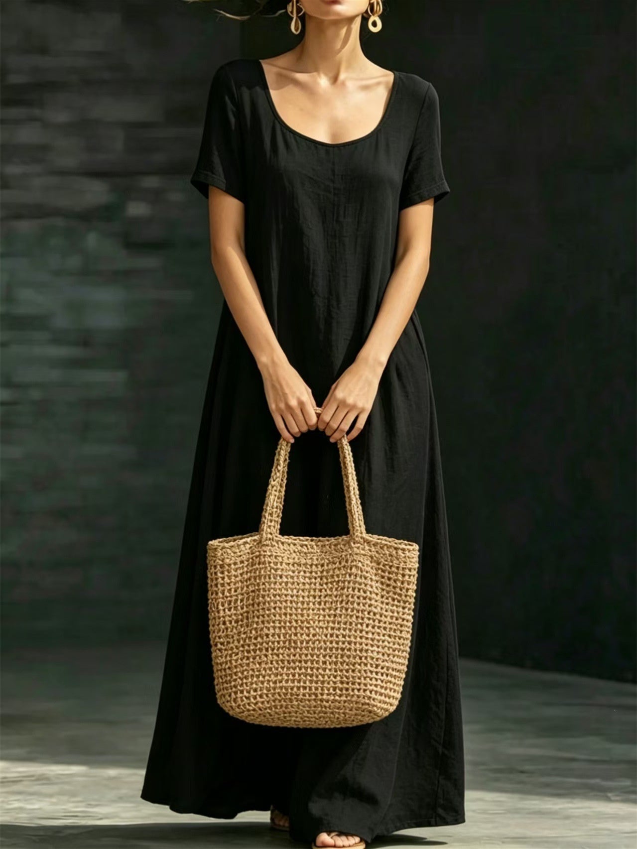 Solid Color Midi Dress