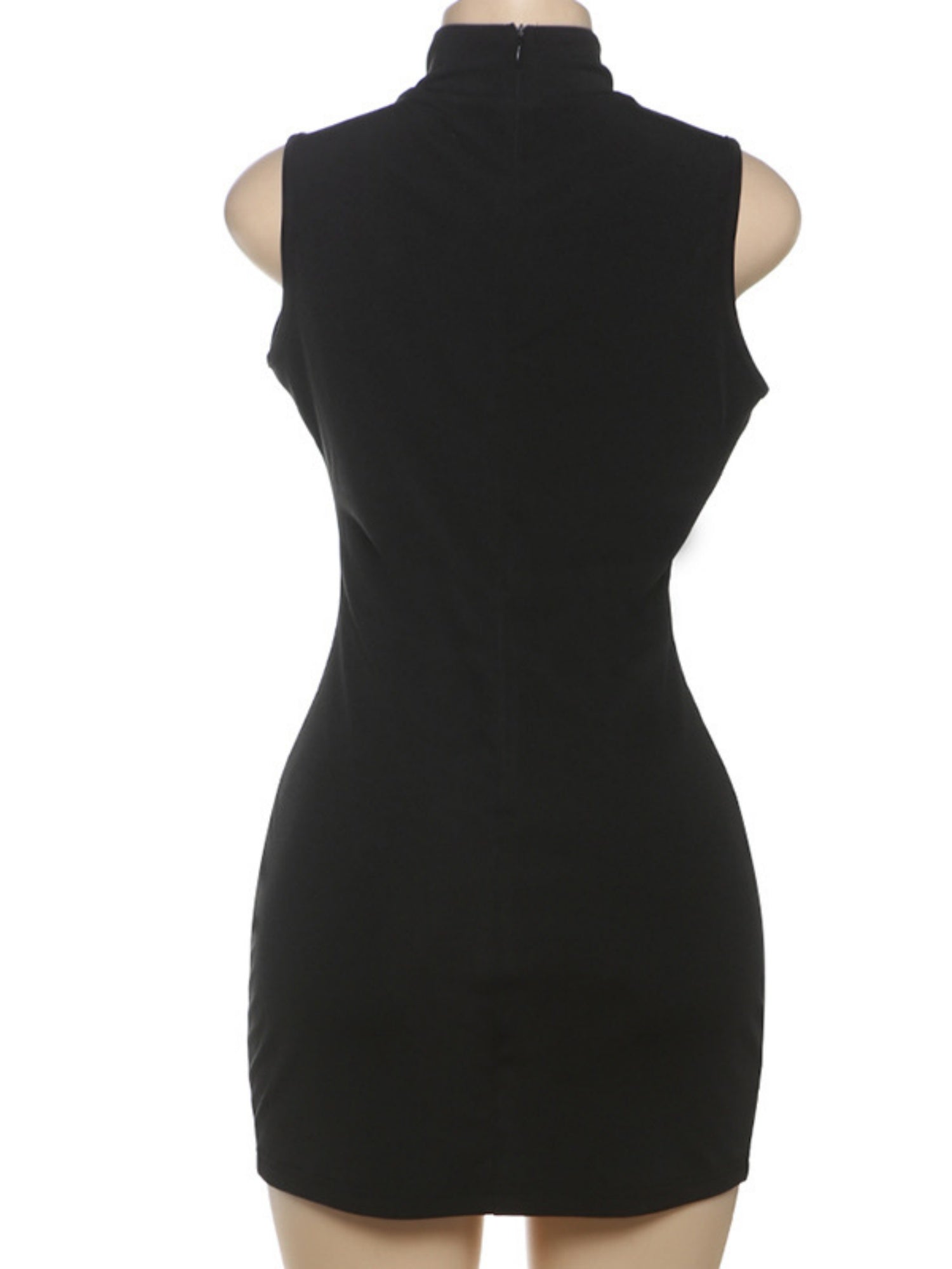 Hollow Out Metal Decoration Sleeveless Bodycon Mini&Short Dresses