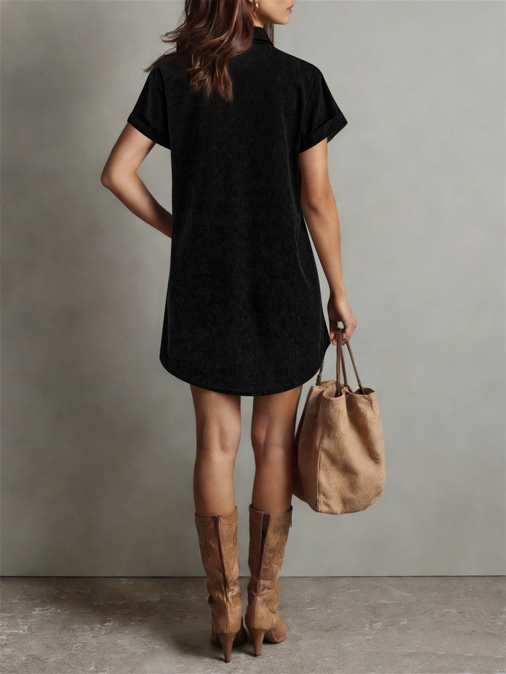Solid Color Midi-length Tie Dress