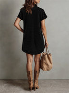 Solid Color Midi-length Tie Dress