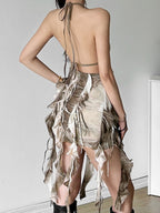 Tie-dye Irregular Ribbon Distressed Mini&Short Dresses