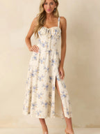 Floral Camisoles Bandage Temperament Slit Sexy Vacation And Leisure Maxi Dresses