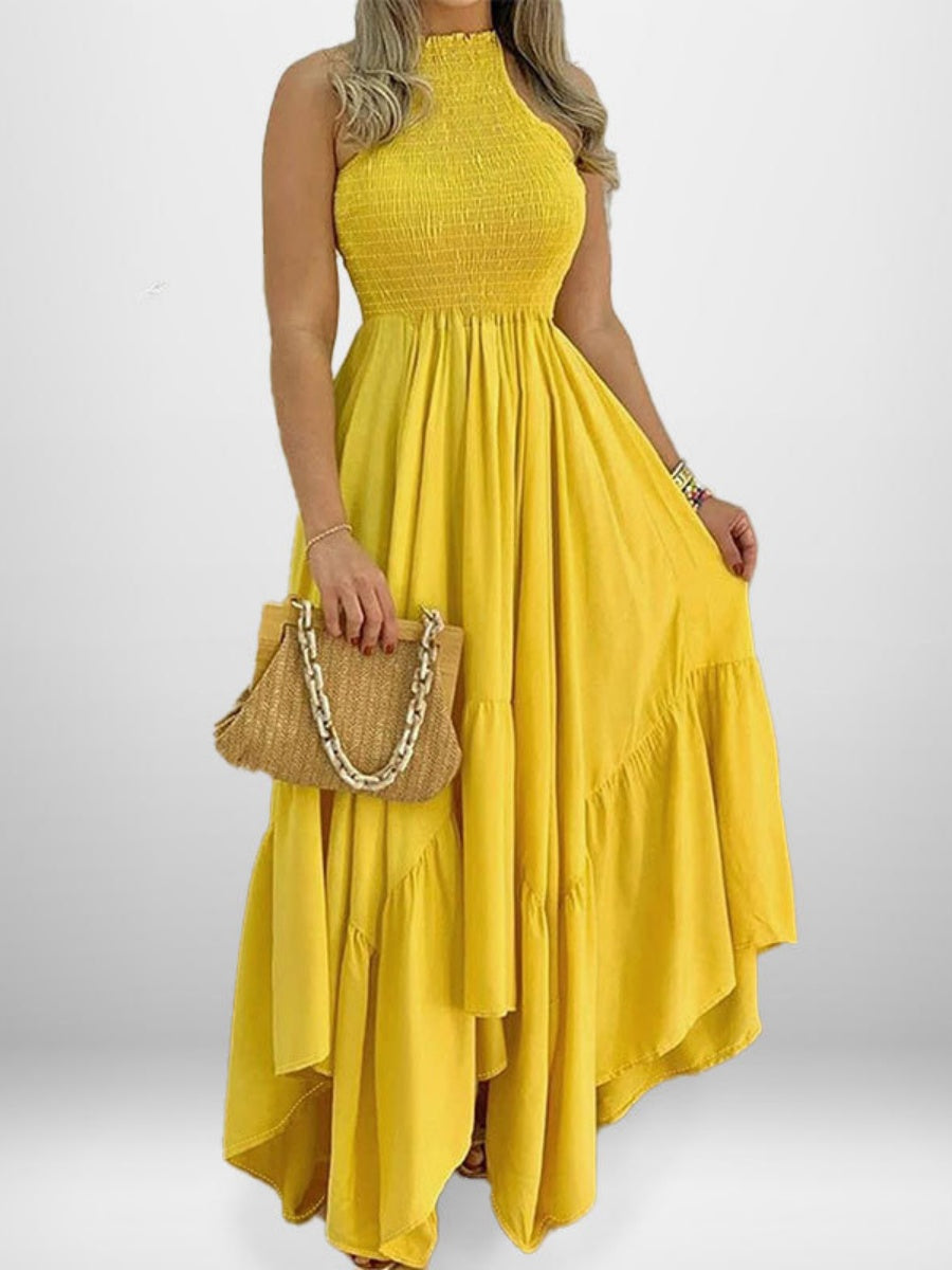 Halter Sleeveless Irregular Hem Temperament Vacation Parties Maxi Dresses